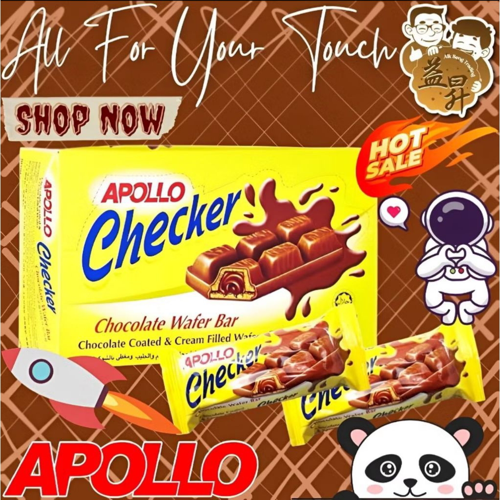 

APOLLO CHECKER WAFER BAR CHOCOLATE CREAM FILLING 18G