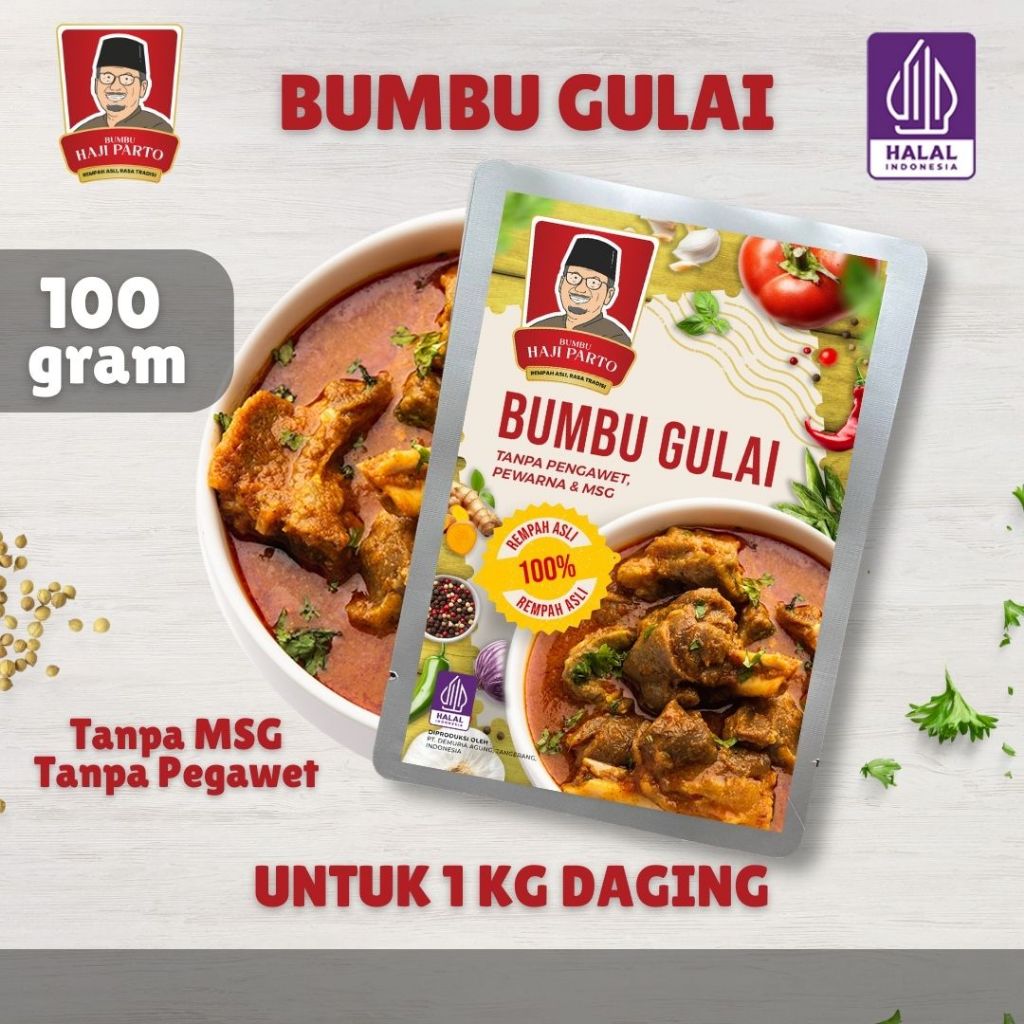

Bumbu Gulai Haji Parto 100 gram - Tanpa MSG & Tanpa Pengawet