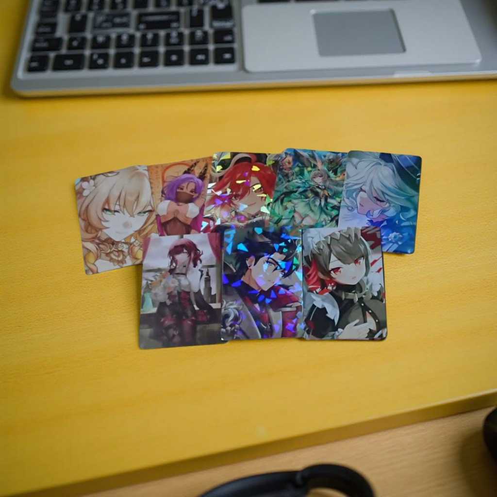 ( Bahan PVC ) Photocard Hologram Bahan PVC 2 sisi Custom laminasi hologram doff glossy glitter 2 sis