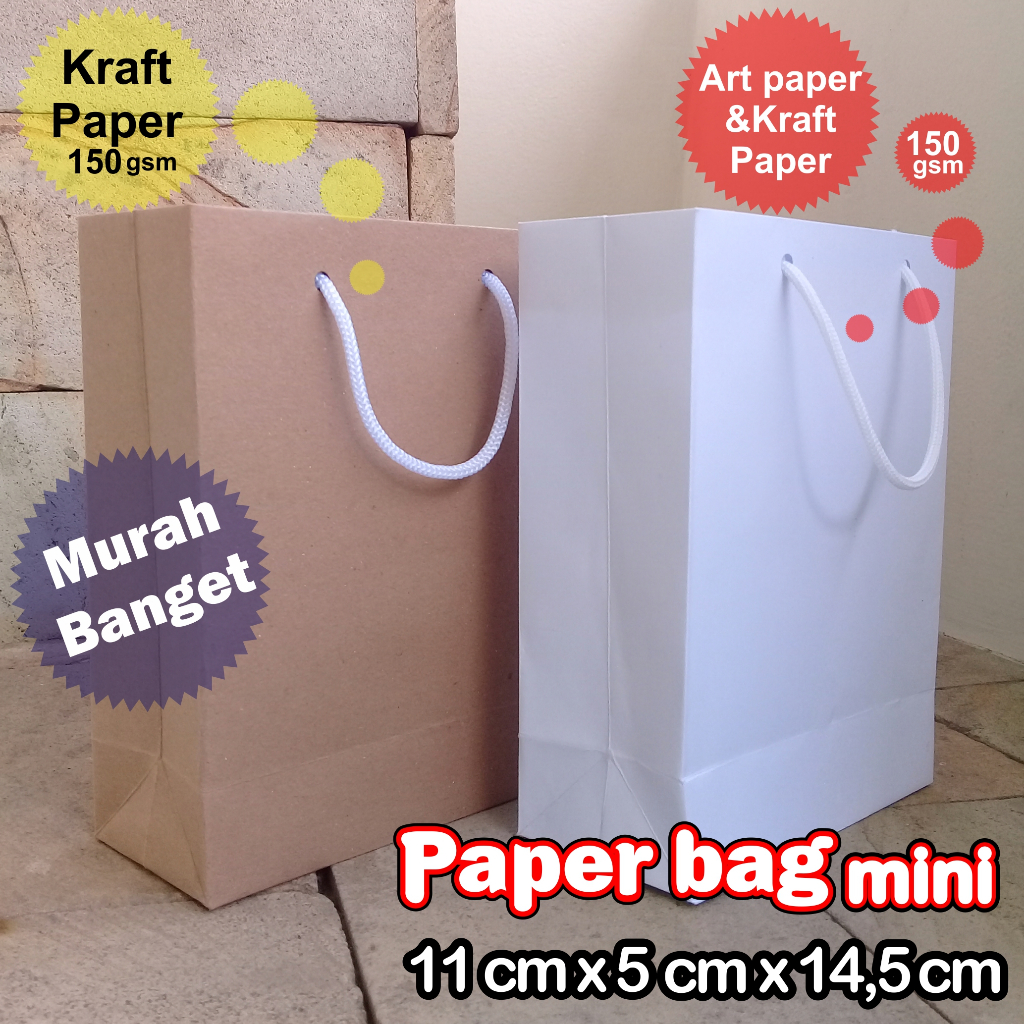 

PAPER BAG MINI POLOS AESTHETIC 11cm x 5cm x 14,5cm/TAS KADO SOUVENIR UNIK