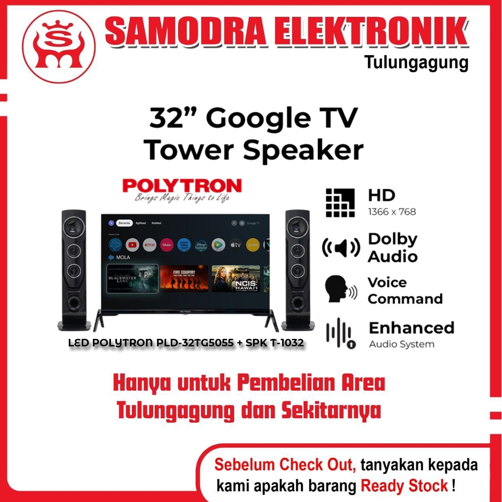 TV LED POLYTRON 32 Inch PLD-32TG5055 + SPK T-1032 | Smart TV | Televisi | TV Polytron 32 Inch Digita