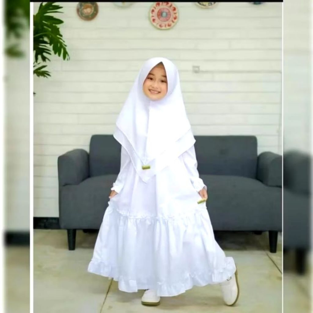 GAMIS SAR'I PUTIH GAMIS SERAGAM  TPA,TPQ,MENGAJI. GAMIS MANASIK HAJI 3-11 THUN
