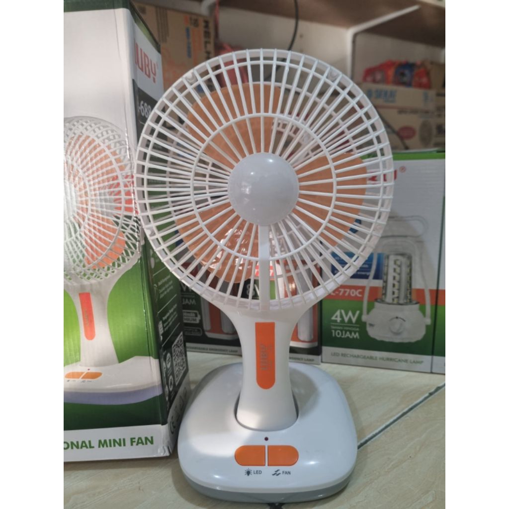 Lampu kipas Emergency Luby / Luby L688 Kipas Angin Mini Portable Lampu Emergency