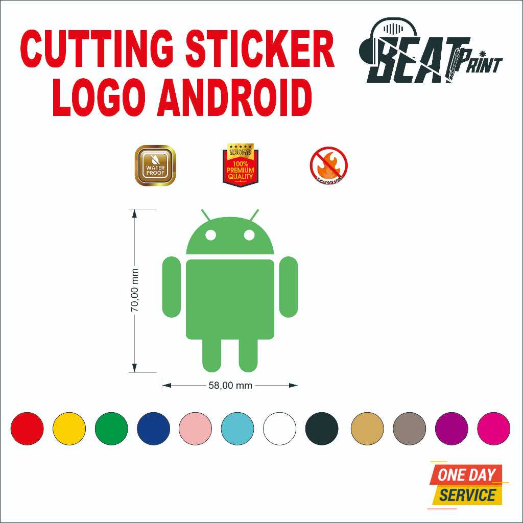 Cutting Sticker Logo Android Vinyl – Stiker Custom Tahan Air & Panas - Beat Print