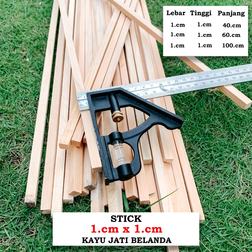 Stik kayu jati belanda 1x1 .cm serat halus persegi presisi Kuat