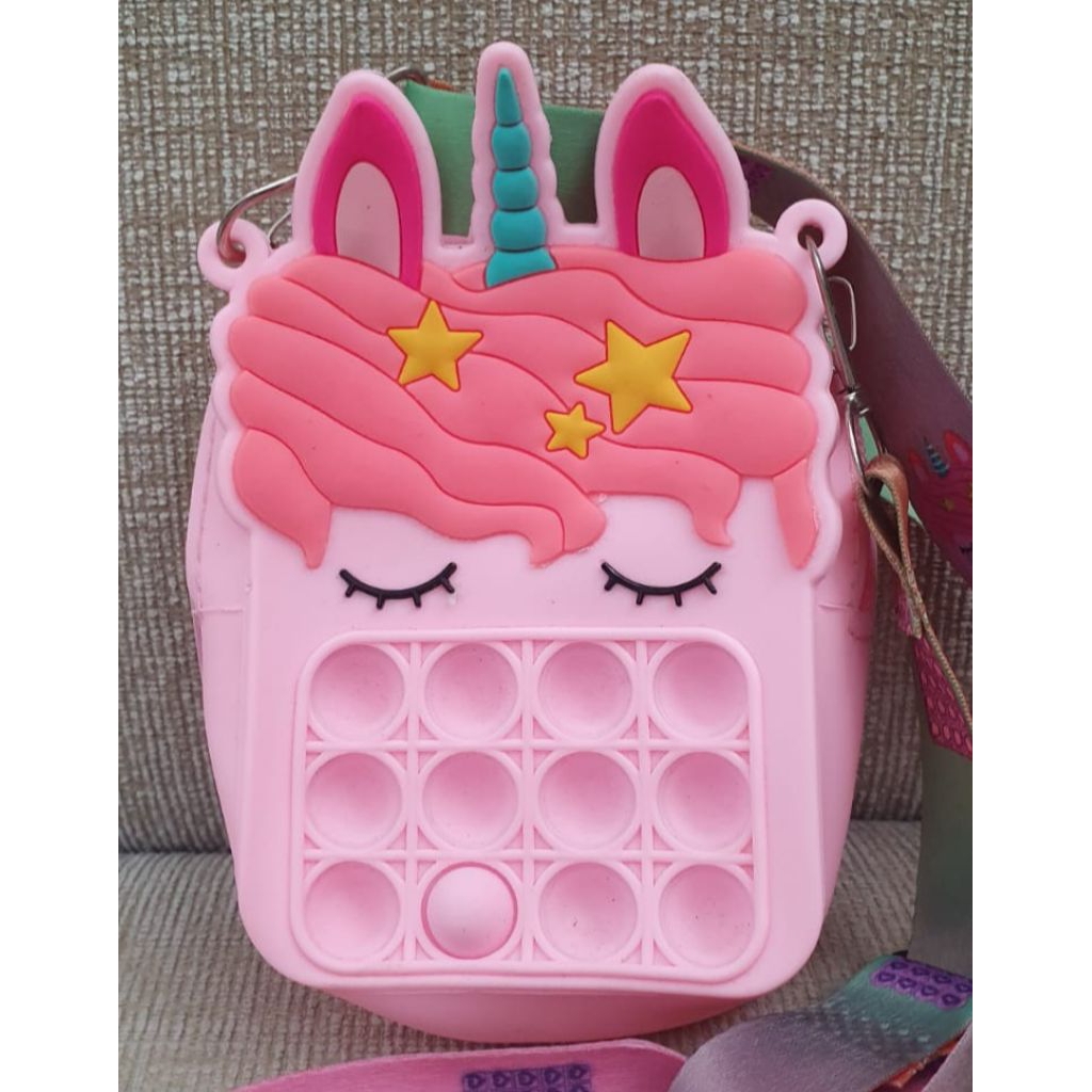 Tas Anak Pink Pop it Unicorn Selempang Preloved