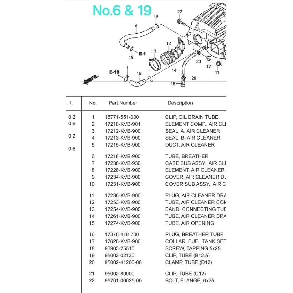 Selang hawa mesin plus Clip dari box filter ke Head untuk motor Vario 110cc number part 17218KVB900 