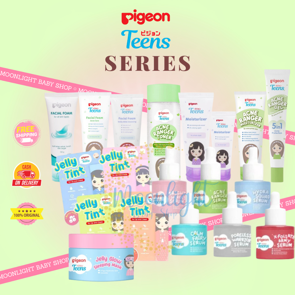 Pigeon Teens SERIES Facial Foam | Sabun Muka, Moisturizer | Jelly Glow Sleeping Mask Serum Sunscreen