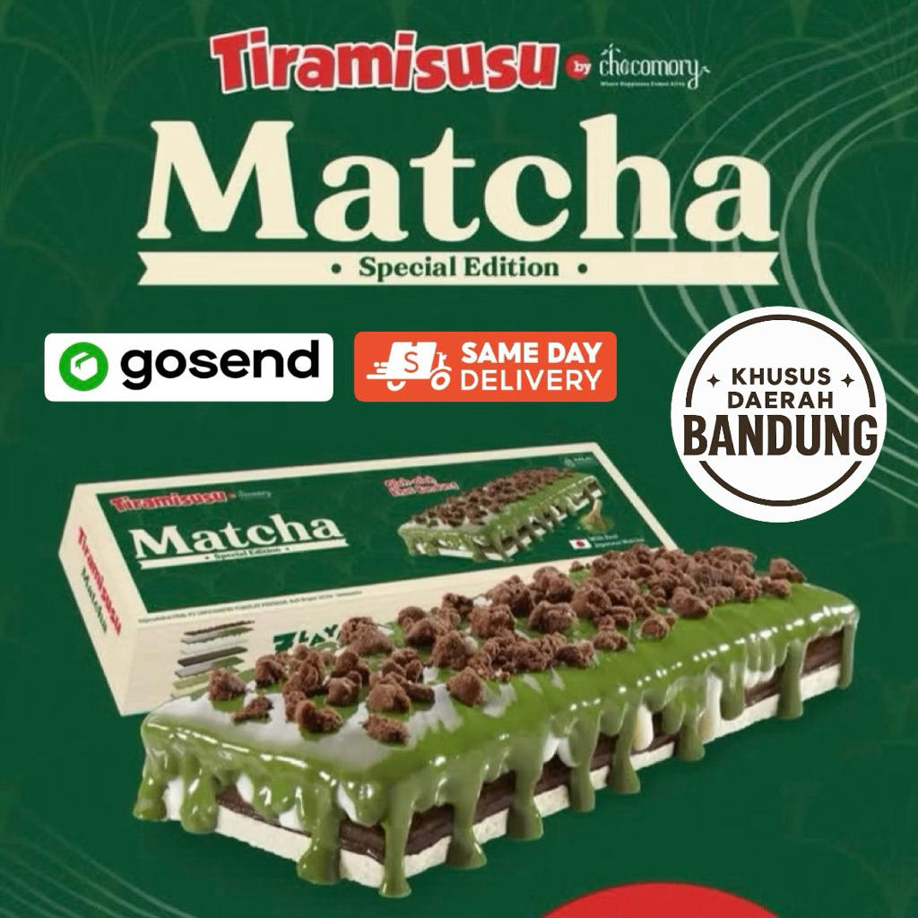 

Tiramisusu Matcha Chocomory Bandung Oleh-Oleh Viral Tiramisu Cake (ONLY INSTANT/SAME DAY)