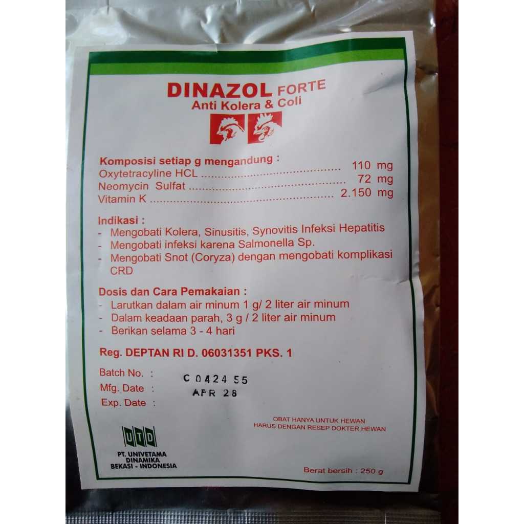 Dinazol Forte 100 gr Dosis Tinggi Anti Kolera dan Coli untuk Ayam atau Unggas