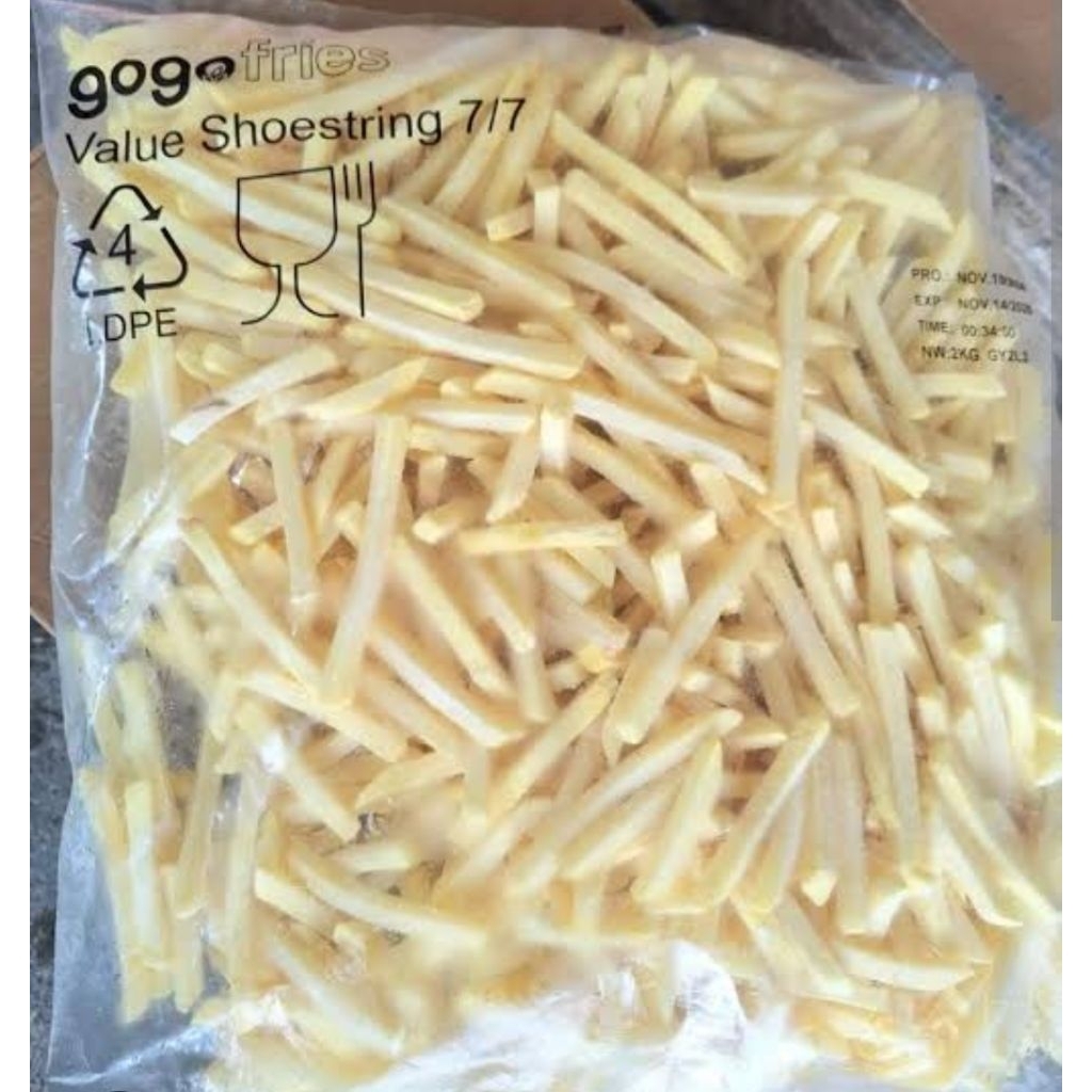 

Kentang Gogo Shoestring 2 kg Bogor Frozen