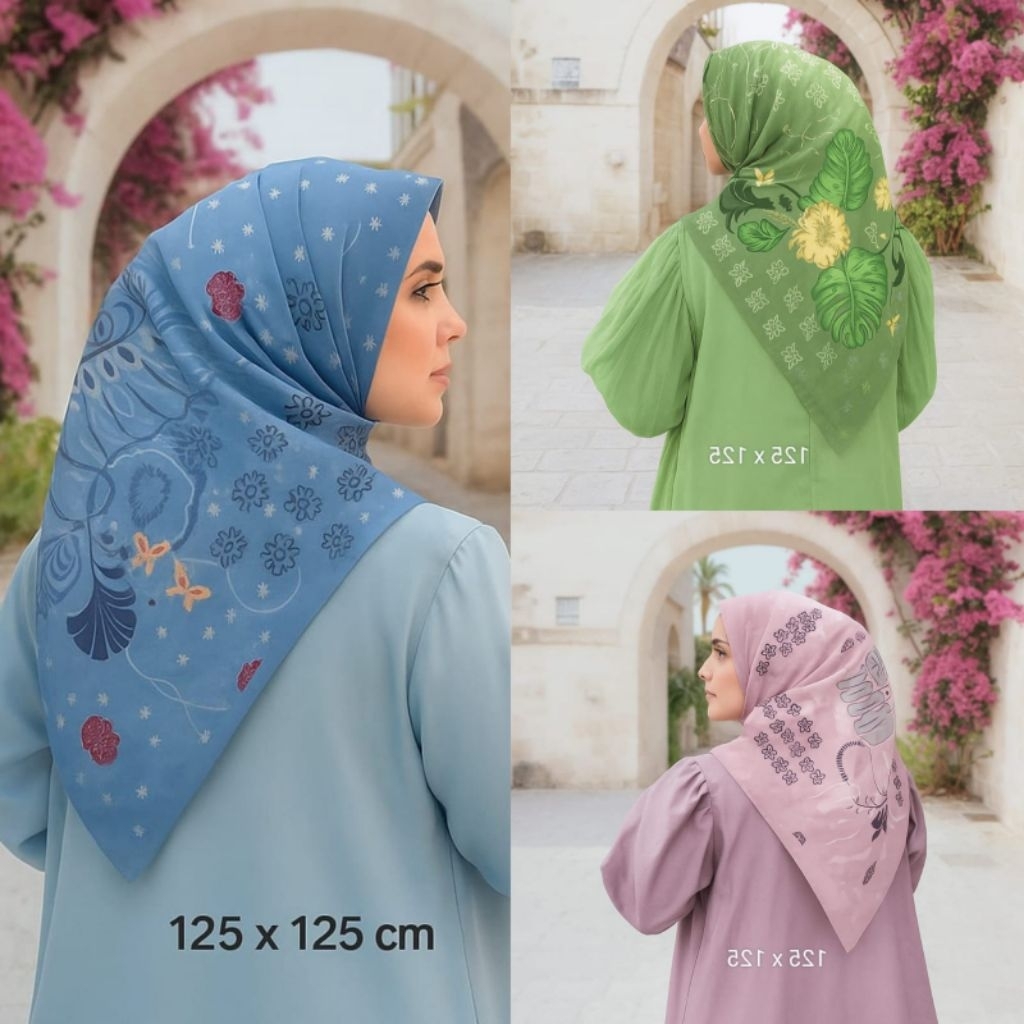 SYARI JANDA BOLONG SERIES - JILBAB SEGI EMPAT VOAL MOTIF SUBLIM MOTIF PRINTING JUMBO LASERCUT