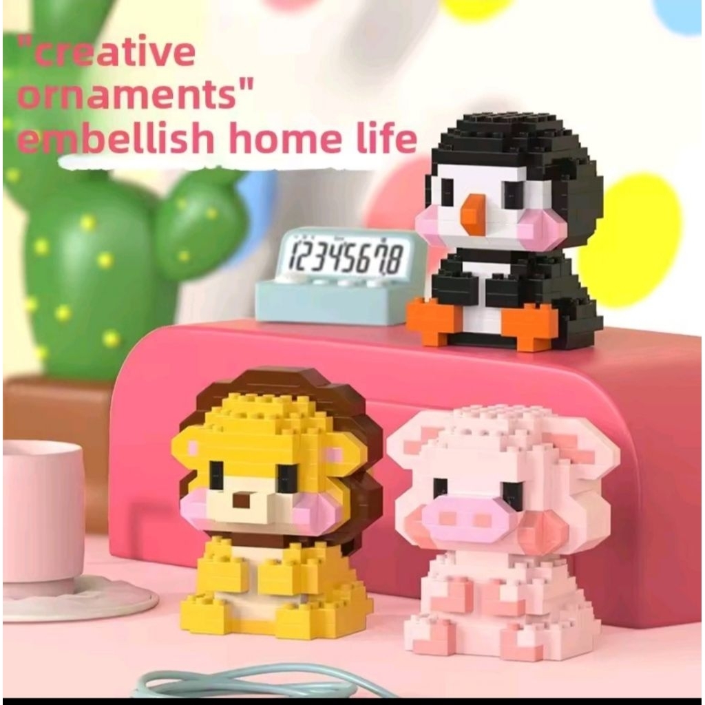 HappyToy - Lele Brother Animal Brick Building Block Mainan Brick Berbagai Bentuk Animal