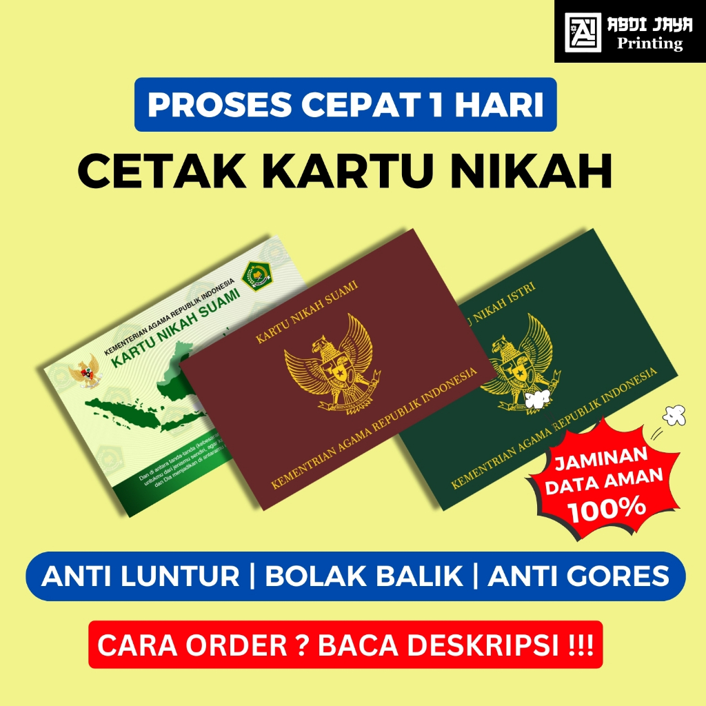 

Cetakk Kartu Wedding Nikah Digital 1 HARI JADI Bahan PVC ID Card