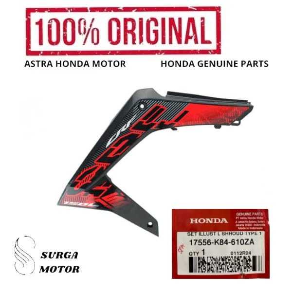 Cover Body Set Kiri Hitam Type 1 Motor Honda CRF150L K84 17556K84610ZA 17556-K84-610ZA Set Illust L 