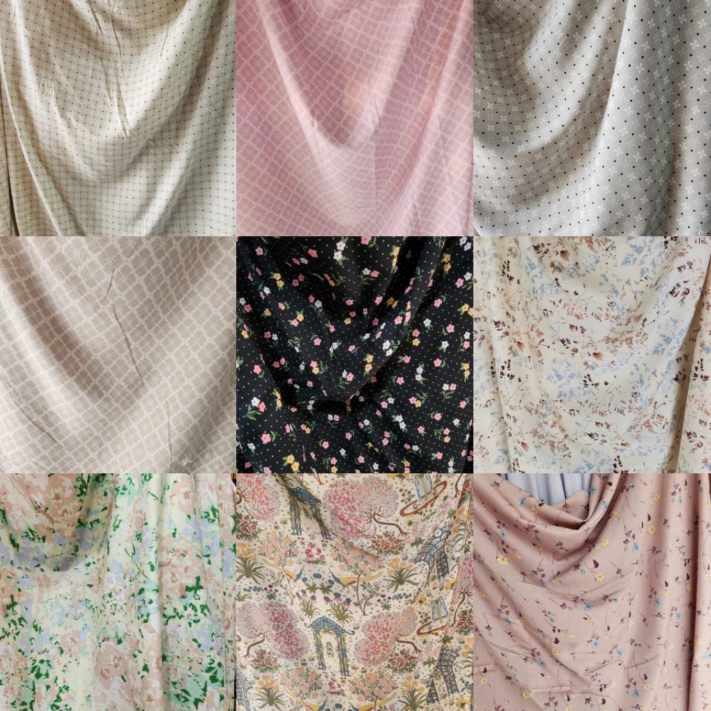 kain katun rayon(harga tertera setengah meter)10varian