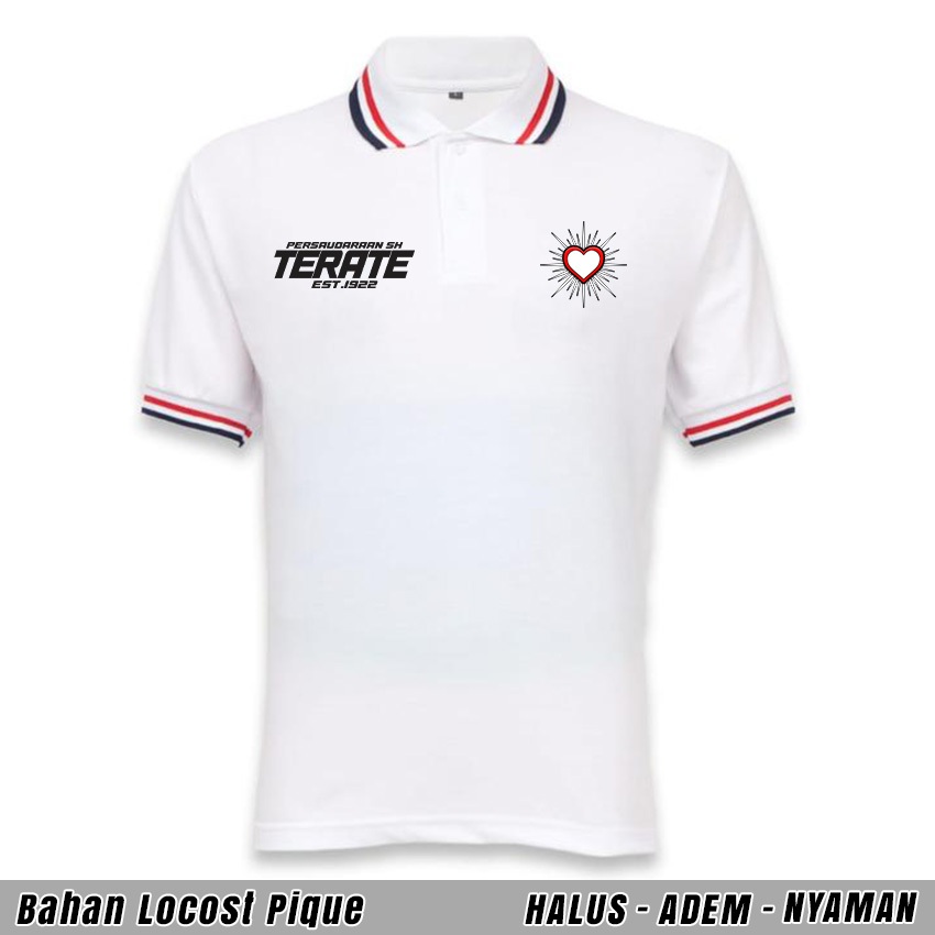 Baju Kaos SHTerate Polo/Berkerah Strip 3 Warna NEW STYLE KEREN - Putih