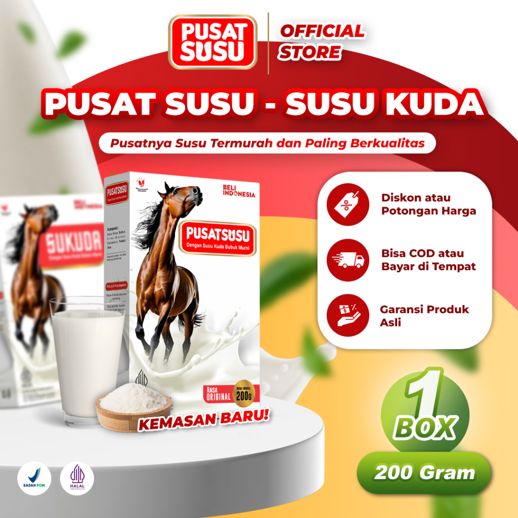 

PUSAT SUSU - SUSU KUDA 1 Box Susu Bubuk Kuda Liar Lombok Kolostrum 200 Gram