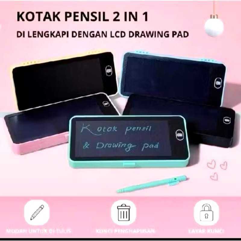 

Kotak Pensil Case Lcd Writing Drawing Box Case Pencil Drawing Pad Edukasi 2in1/Kotak Pensil Lukisan Alat Tulis