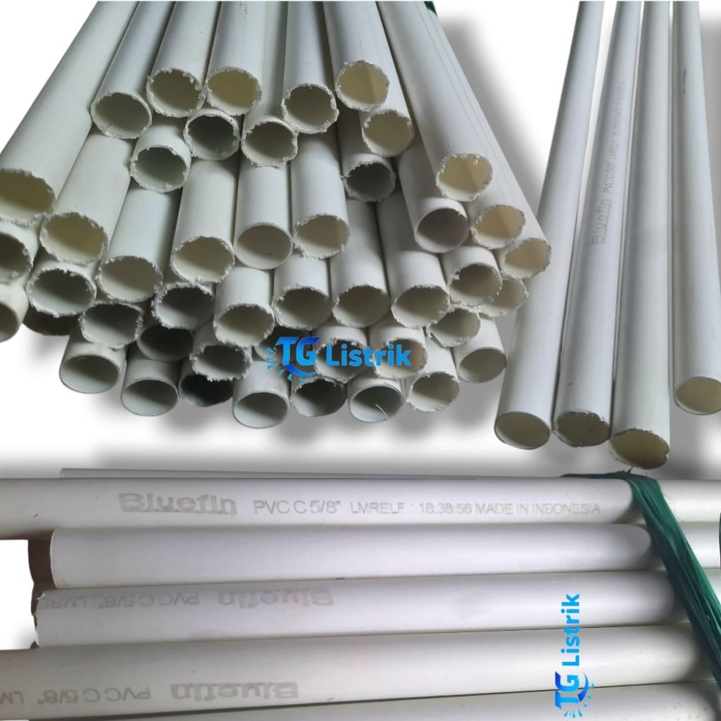 Pipa PVC Bluefin Paralon / Pipa PVC Kabel Listrik Ukuran 5/8 Diameter 17mm Putih Panjang 1 Meter Har