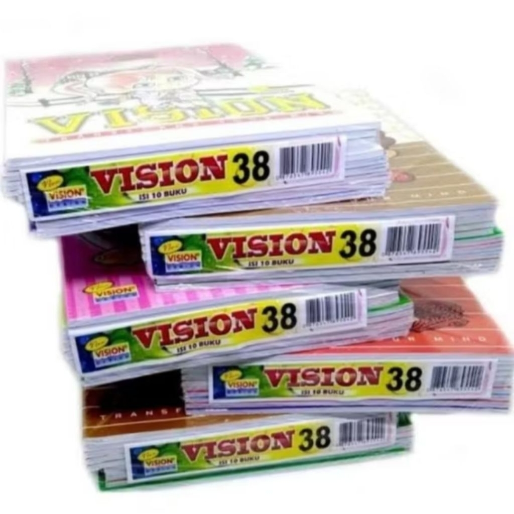 

buku tulis vision 38 lembar per pak isi 10 buku / 1 pak 10 buku vision 38 lembar