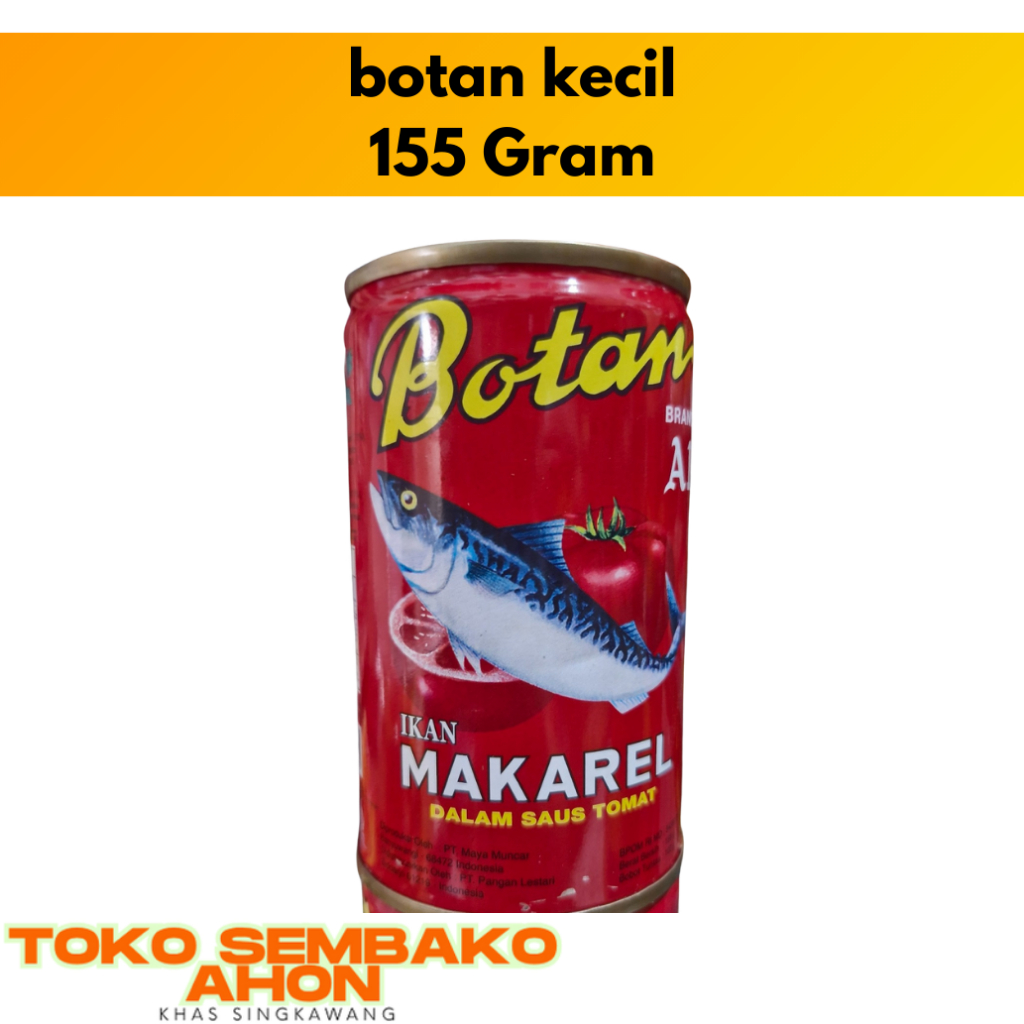 

Botan Sarden Ikan Makarel (KECIL) Saus Tomat 155 gr / MACKEREL BOTAN KECIL / Sarden Botan Kaleng Kecil / Sarden Saus Tomat Praktis