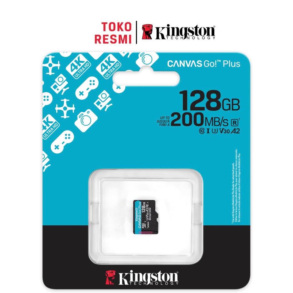 New - Kingston Canvas Go Plus Class 10 microSD Card 128GB (SDCG4/128GBSP)