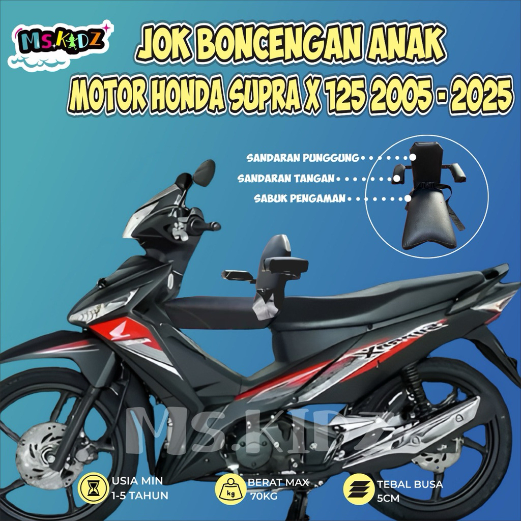 Jok Boncengan Anak Dengan Sandaran Motor SUPRA X 125 2005-2025 Kursi Dudukan Anak Motor Bebek