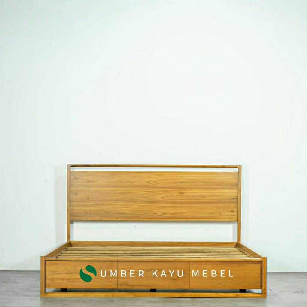DIPAN JATI MINIMALIS / BEDFRAME / DIPAN JATI LACI