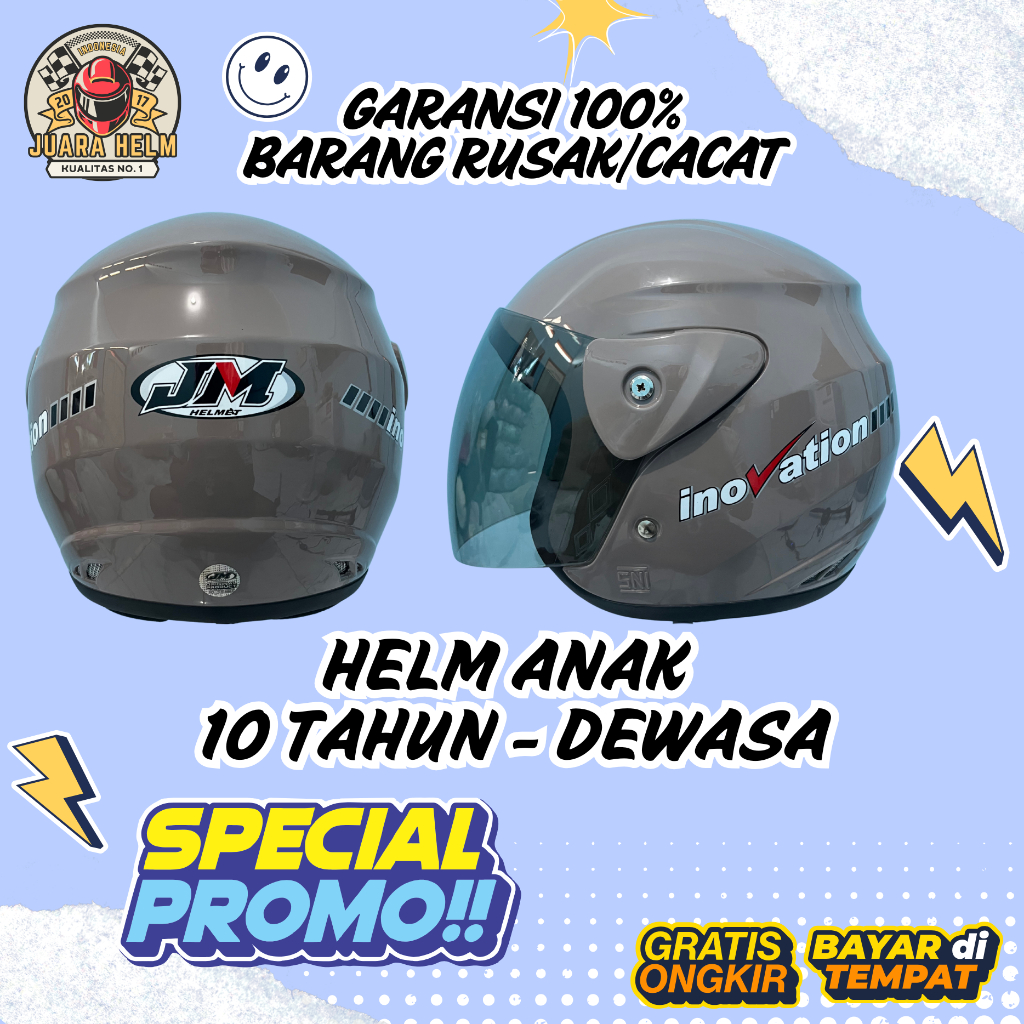 Helm SNI 100% Original JM Anak Remaja Dewasa Murah Berkualitas Busa Tebal Nyaman Laki Laki Perempuan