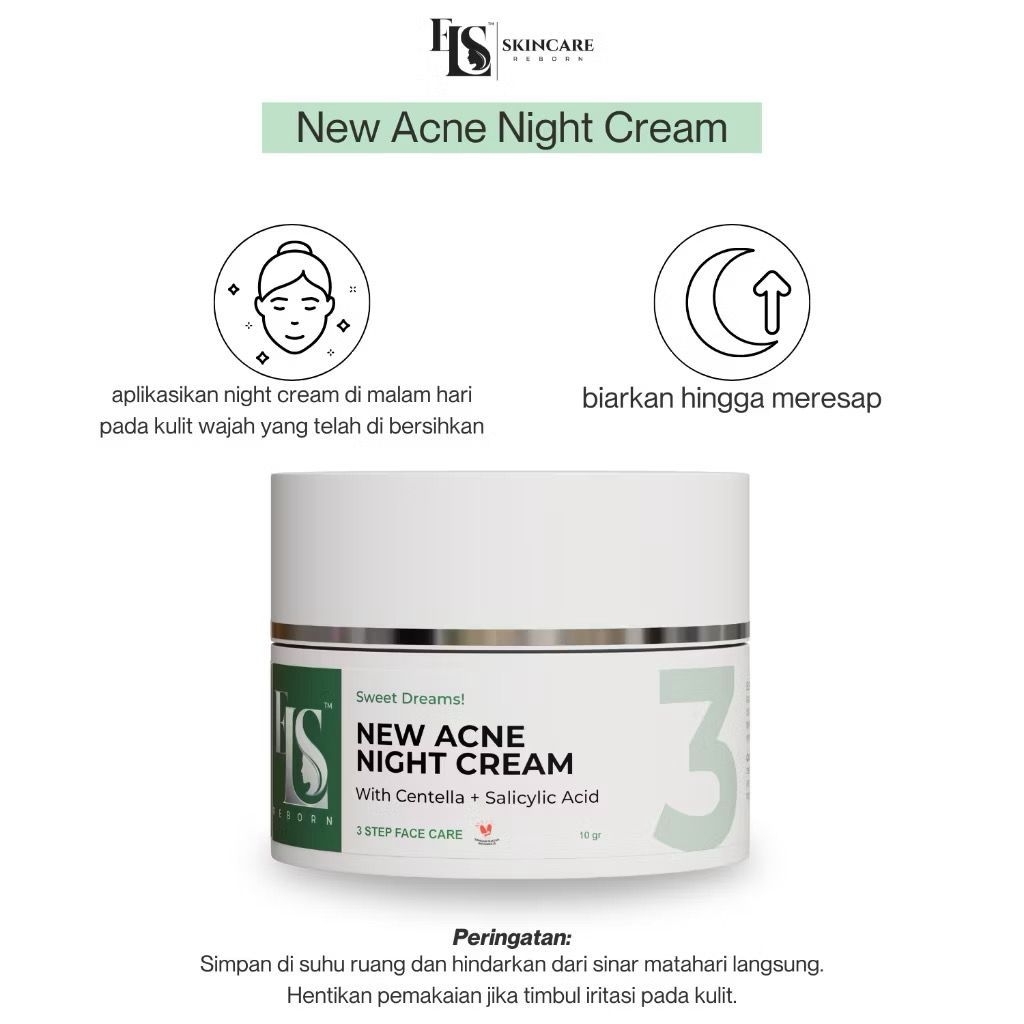 LS SKINCARE BPOM NIGHT CREAM ACNE KHUSUS UNTUK KULIT JERAWAT MERADANG (ELSTM)
