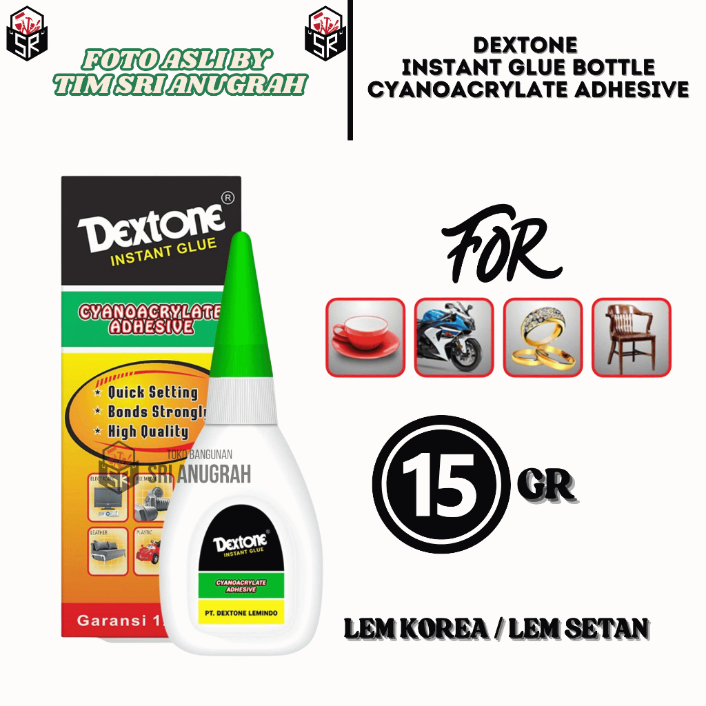 

Dextone Instant Glue Bottle Lem Instant Korea Serbaguna 15GR