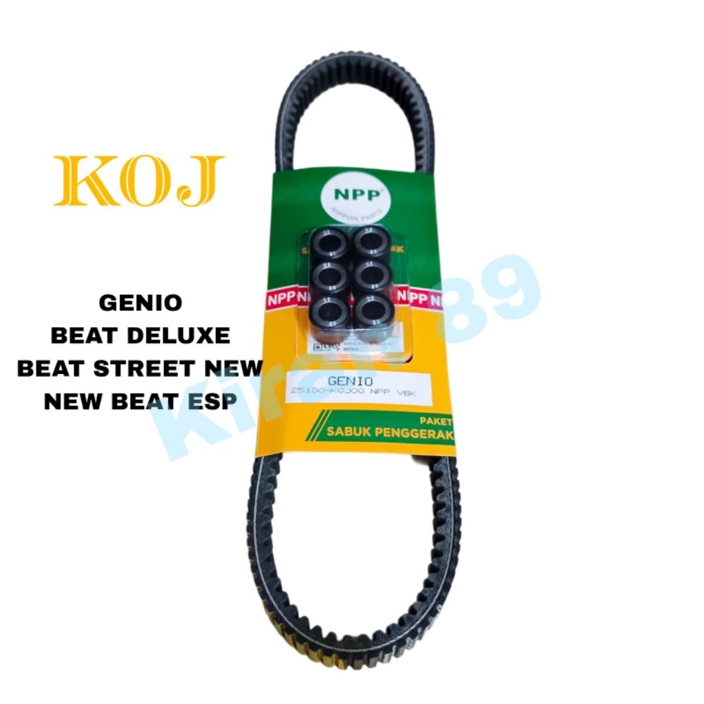 Vanbelt Kit V Belt Set + Roller Genio Beat New Deluxe New Beat Street Beat Esp New Vbelt Van Belt K0