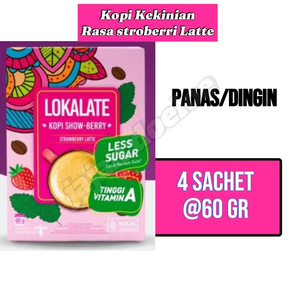 

Lokalate Kopi Stroberri latte kemasan box isi 4 sachet x 15 gram kopi anak muda cocok diminum panas atau dingin