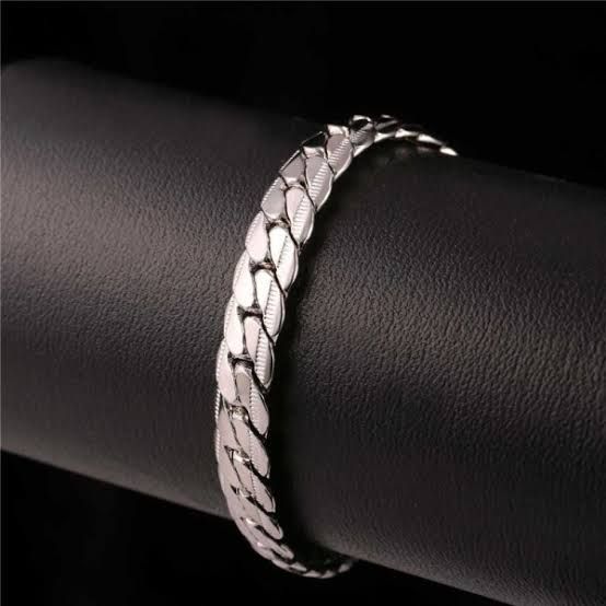GELANG TITANIUM MODEL SISIK NAGA MOTIF SILVER LINED THICK CUBAN PRIA DAN WANITA