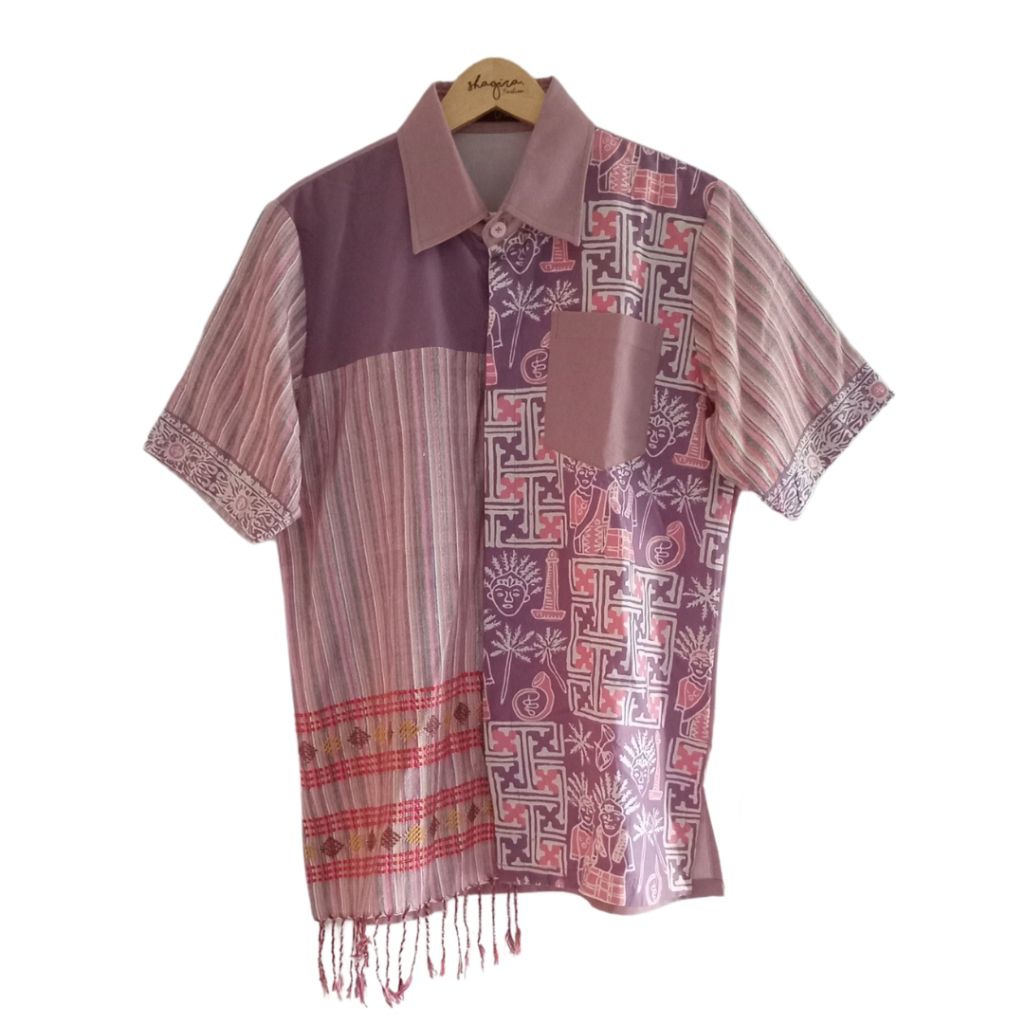 Kemeja Batik Pria Lengan Pendek - Tenun Baduy x Batik Betawi