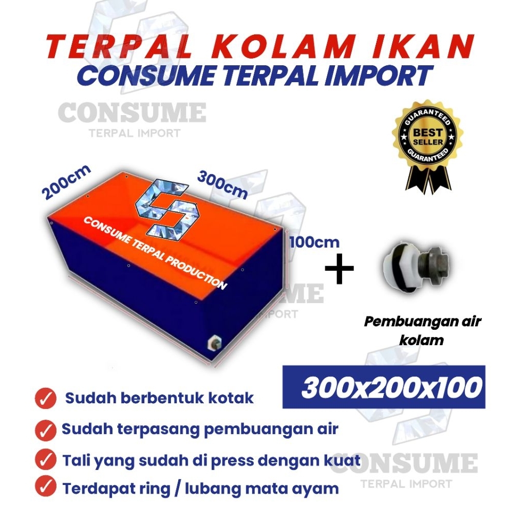 TERPAL KOLAM, TERPAL IKAN KOTAK 300x200x100 - 200x300x100 - 3x2x1 - 2x3x1 kolam lele budidaya