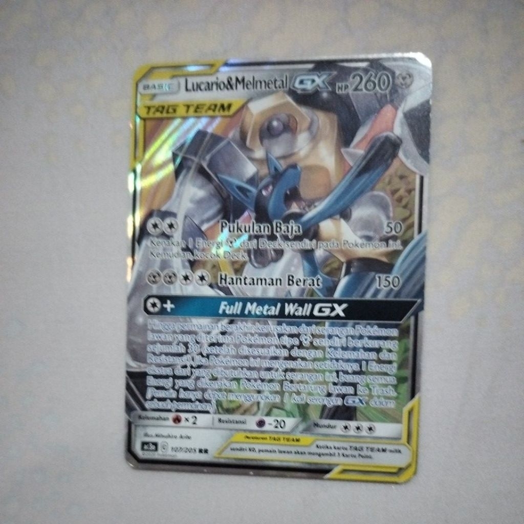 kartu pokemon tcg lucario melmetal gx tag team bekas nm