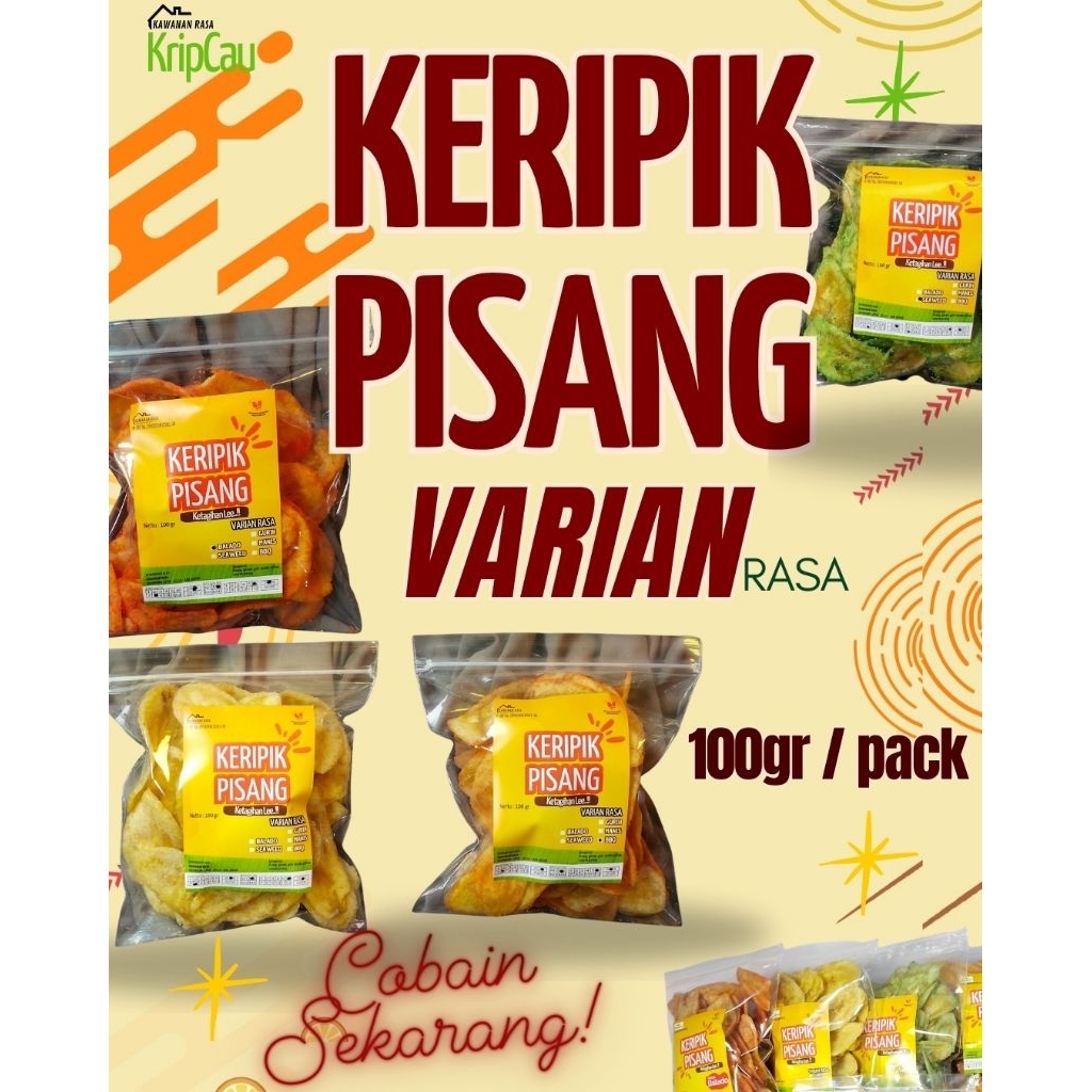 

100gr Keripik Pisang Rasa Balado /BBQ / Seaweed / Gurih / Pedas