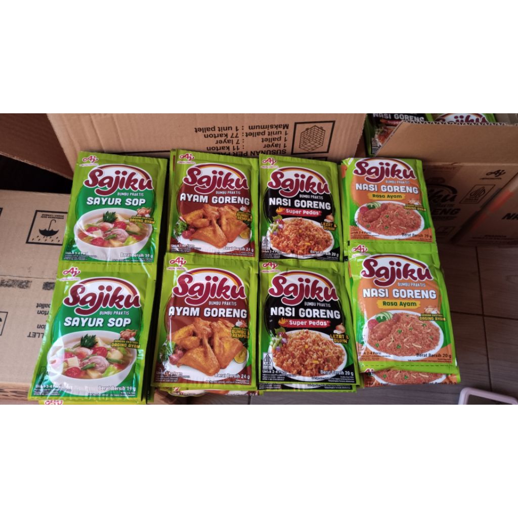 

1 renteng bumbu nasi goreng ayam, nasi goreng pedas, sayur sop, ayam tradisional