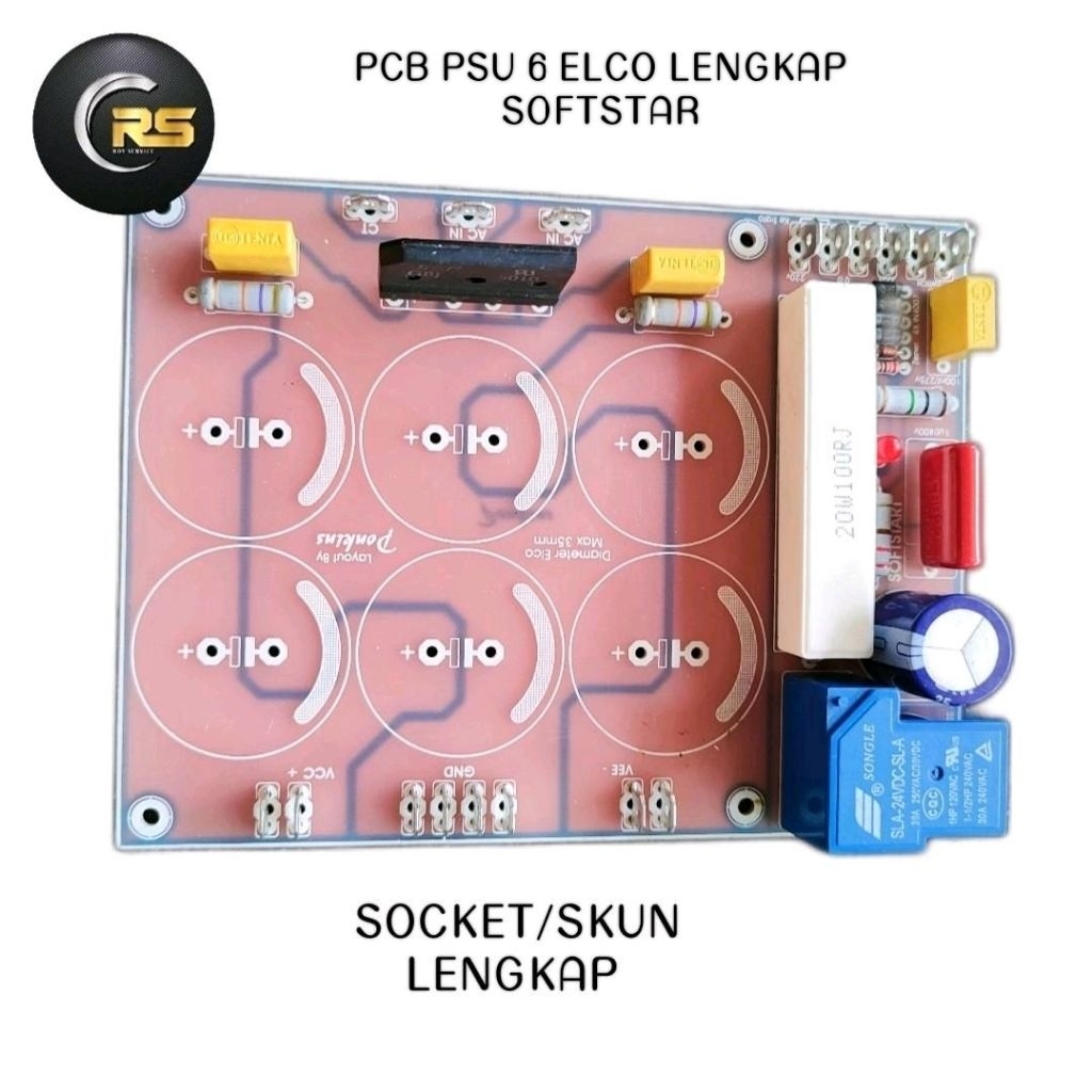 PCB PSU 6 ELCO Lengkap Softstart