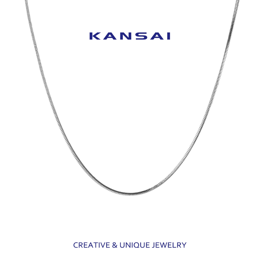KANSAI Kalung Tulang Ular Kalung Titanium Pria Wanita Gaya Trendy Bahan Rantai Leher Kalung Pipih