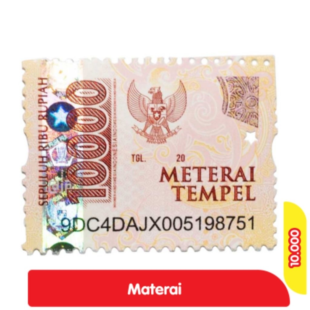 

Meterai Tempel 10000 Rupiah Asli untuk Dokumen Resmi