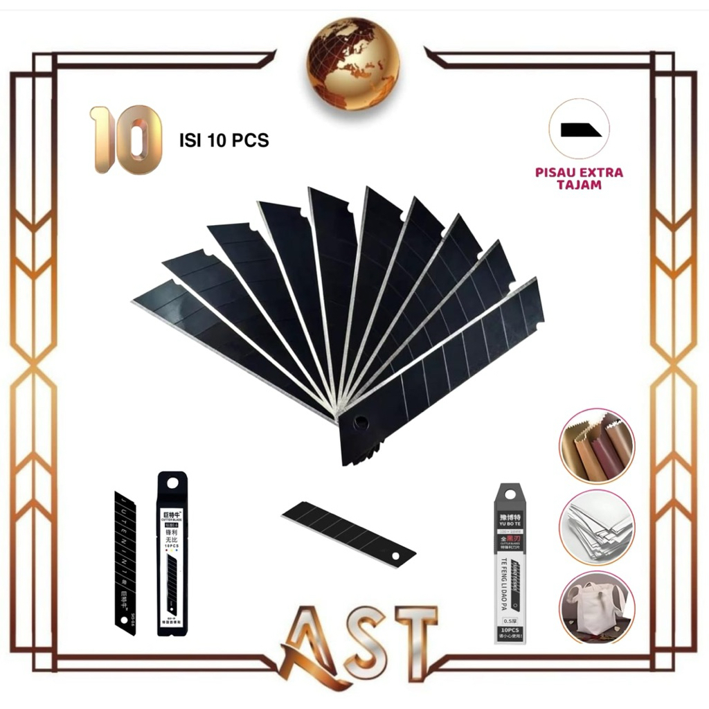 

( RCH ) Refill Cutter Hitam isi 10pcs pisau Besar Tajam Kater Pengisian Ulang