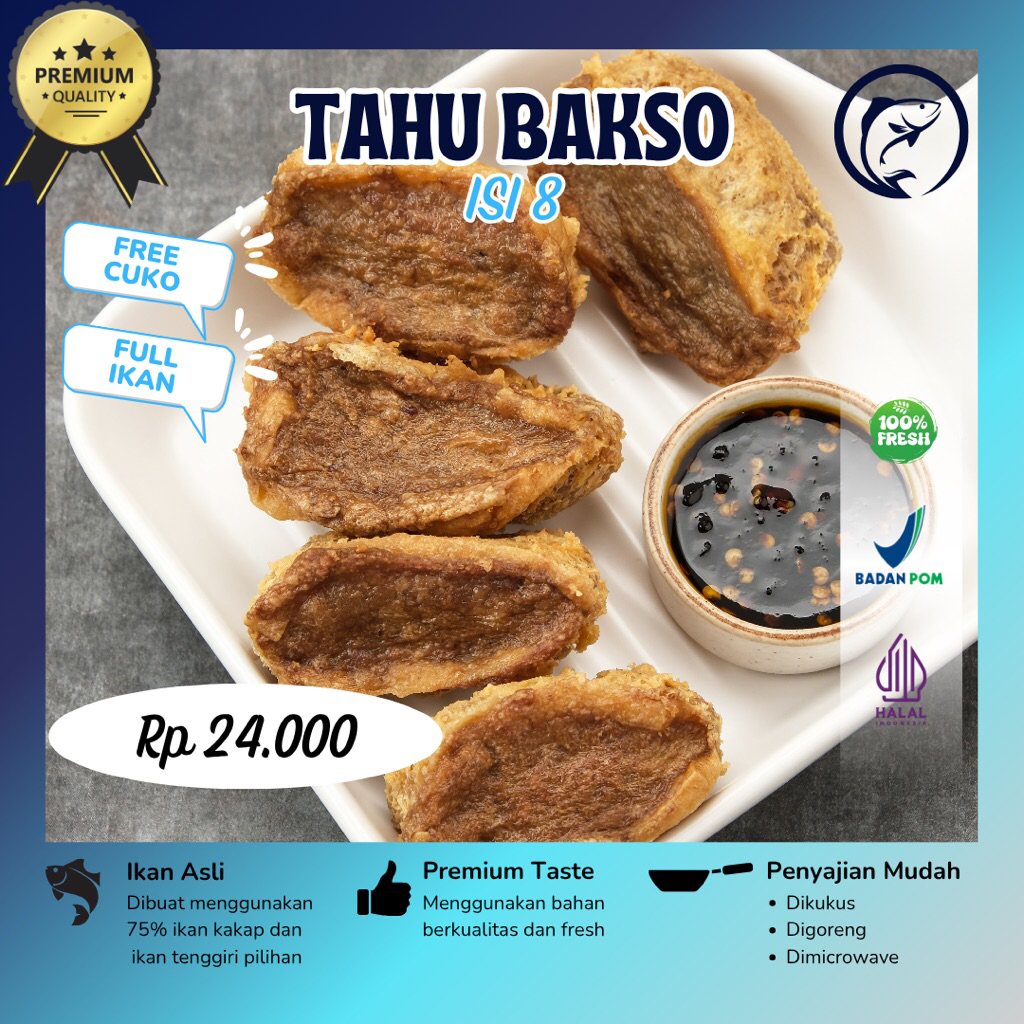 

(Garansi 100%) Isi 8 Tahu bakso ikan tenggiri premium Abaalifood free sambal rujak cuko pedas tahu bakso frozen tahu bakso jogja tahu bakso semarang tahu bakso HALAL MUI