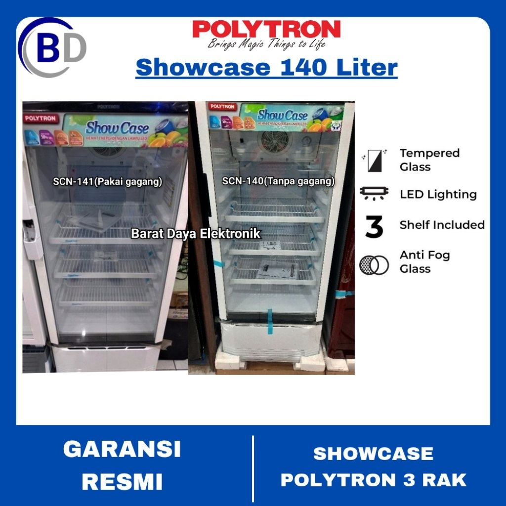Showcase 1 Pintu Polytron Pendingin Minuman SCN-140/SCN-141 Showcase 3 Rak