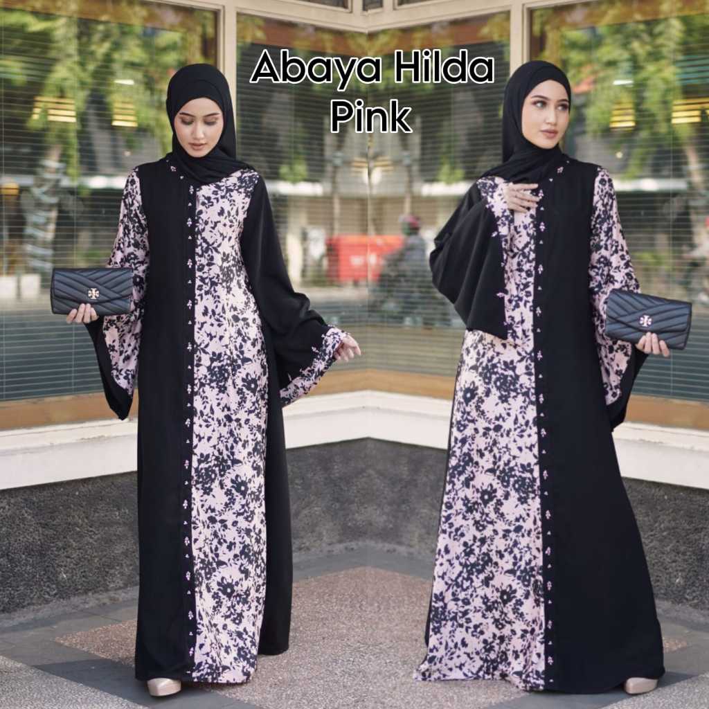 Abaya Hitam Turkey Gamis Dress Arab Saudi Bordir Turki India Dubai Hilda Pink