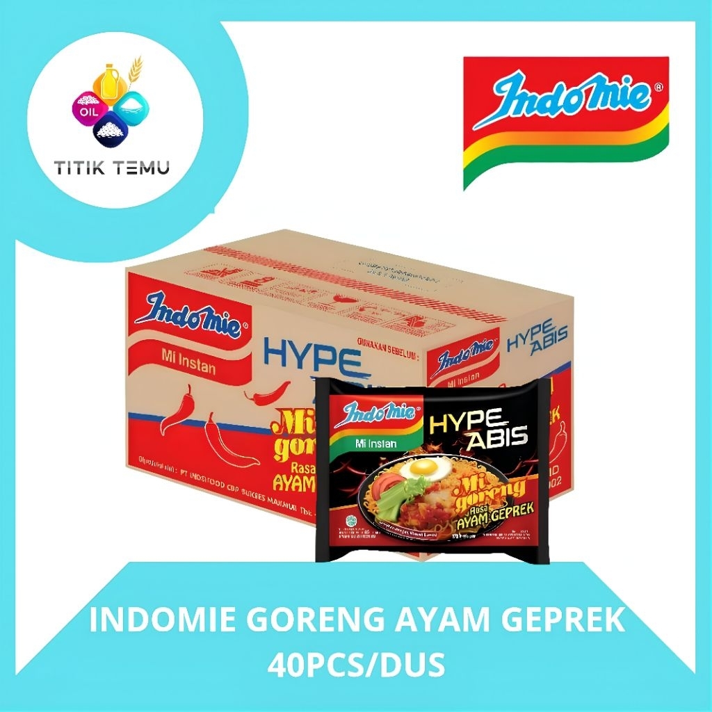 

INDOMIE GORENG HYPE ABIS AYAM GEPREK 85gr ISI 40 PCS / DUS
