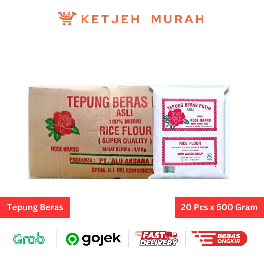 

Tepung Beras Rose Brand 1 Dus isi 20 Pcs x 500 Gram