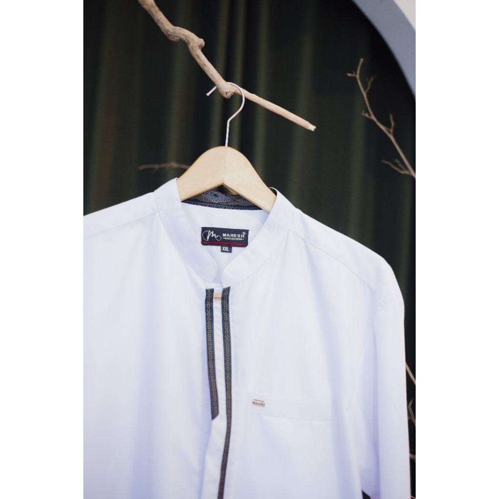 BAJU KOKO PRIA DEWASA JUMBO 0262 PUTIH KATUN XXL XXXL XXXXL / BAJU LEBARAN